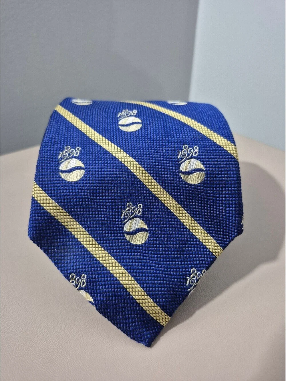 Vintage 1998 Pepsi Centennial Men’s Silk Tie 1898–1998 Blue Gold Logo